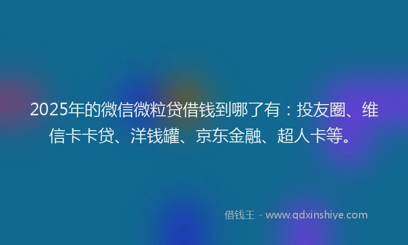 2025年的微信微粒贷借钱到哪了有：投友圈、维信卡卡贷、洋钱罐、京东金融、超人卡等。