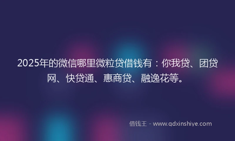 2025年的微信哪里微粒贷借钱有：你我贷、团贷网、快贷通、惠商贷、融逸花等。