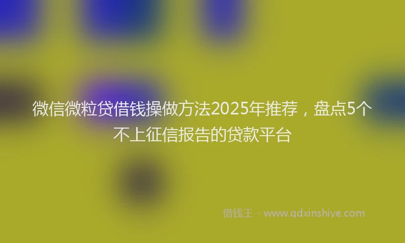 微信微粒贷借钱操做方法2025年推荐，盘点5个不上征信报告的贷款平台