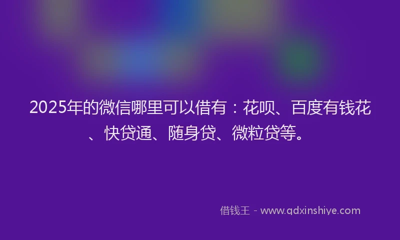 2025年的微信哪里可以借有：花呗、百度有钱花、快贷通、随身贷、微粒贷等。