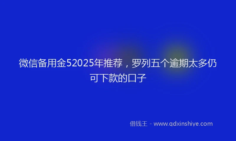 微信备用金52025年推荐，罗列五个逾期太多仍可下款的口子