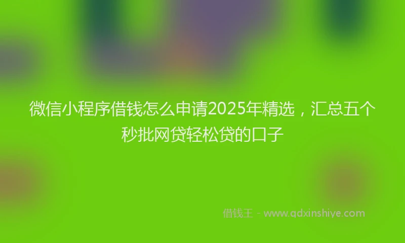 微信小程序借钱怎么申请2025年精选，汇总五个秒批网贷轻松贷的口子