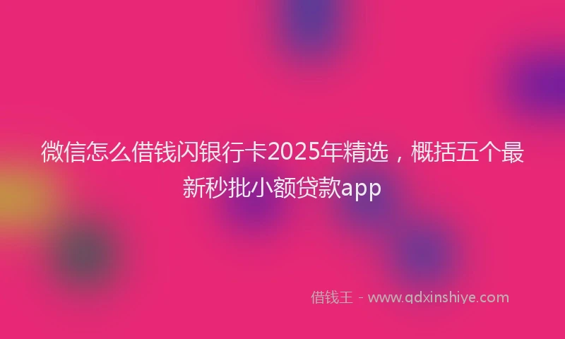 微信怎么借钱闪银行卡2025年精选，概括五个最新秒批小额贷款app