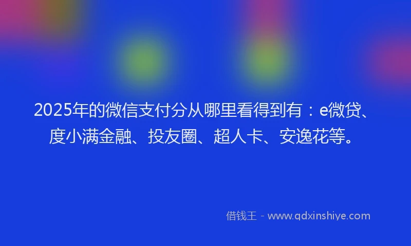 2025年的微信支付分从哪里看得到有：e微贷、度小满金融、投友圈、超人卡、安逸花等。