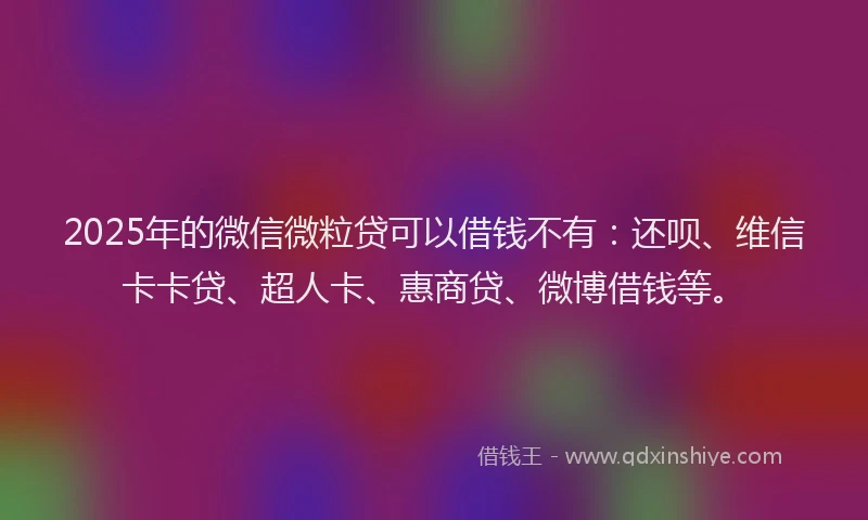 2025年的微信微粒贷可以借钱不有：还呗、维信卡卡贷、超人卡、惠商贷、微博借钱等。