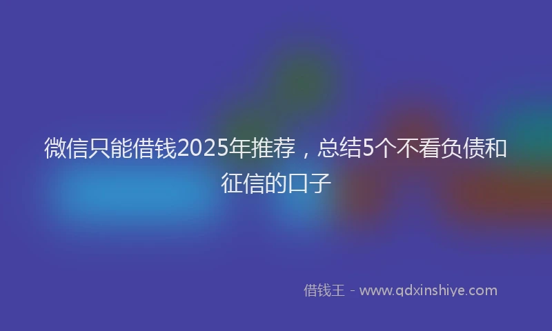 微信只能借钱2025年推荐，总结5个不看负债和征信的口子