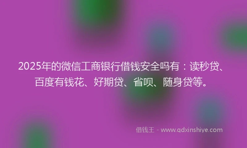 2025年的微信工商银行借钱安全吗有：读秒贷、百度有钱花、好期贷、省呗、随身贷等。