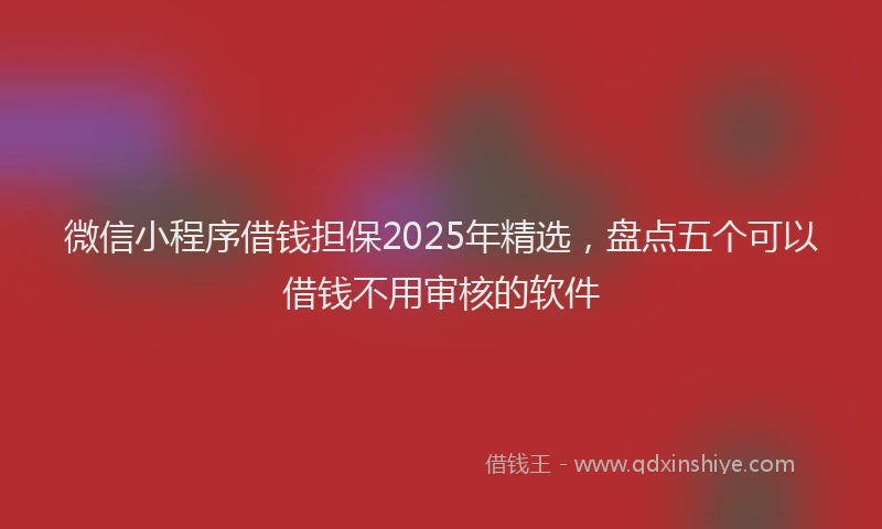 微信小程序借钱担保2025年精选，盘点五个可以借钱不用审核的软件