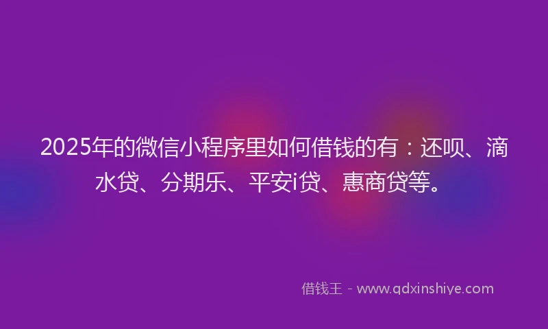 2025年的微信小程序里如何借钱的有：还呗、滴水贷、分期乐、平安i贷、惠商贷等。