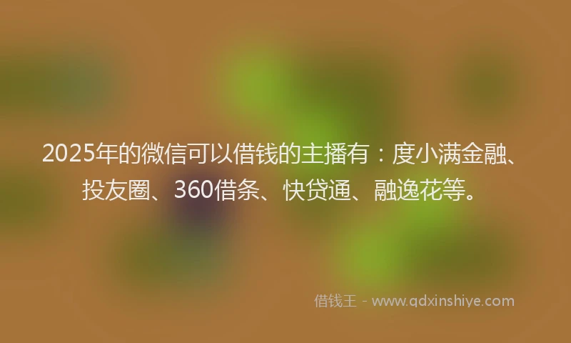 2025年的微信可以借钱的主播有：度小满金融、投友圈、360借条、快贷通、融逸花等。
