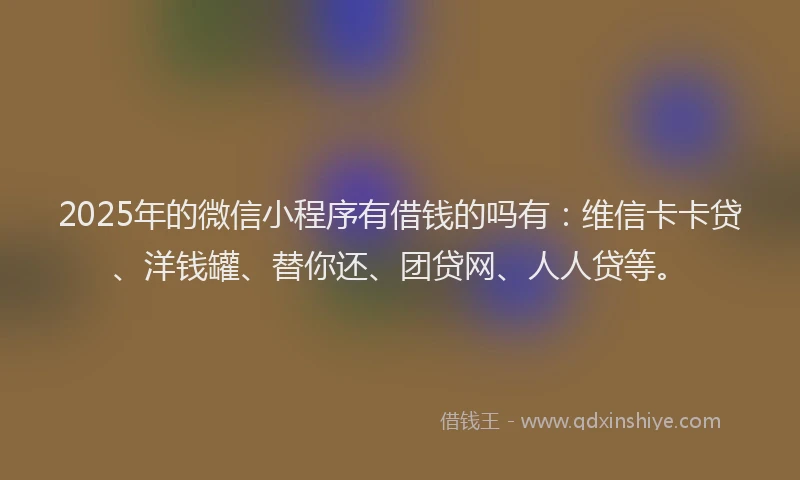 2025年的微信小程序有借钱的吗有：维信卡卡贷、洋钱罐、替你还、团贷网、人人贷等。