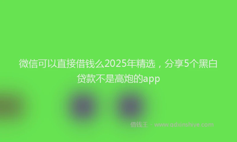 微信可以直接借钱么2025年精选，分享5个黑白贷款不是高炮的app
