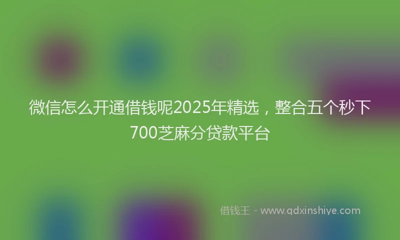 微信怎么开通借钱呢2025年精选，整合五个秒下700芝麻分贷款平台