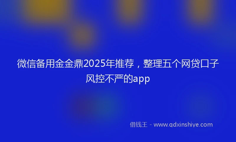 微信备用金金鼎2025年推荐，整理五个网贷口子风控不严的app