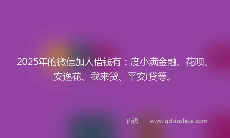 2025年的微信加人借钱有：度小满金融、花呗、安逸花、我来贷、平安i贷等。