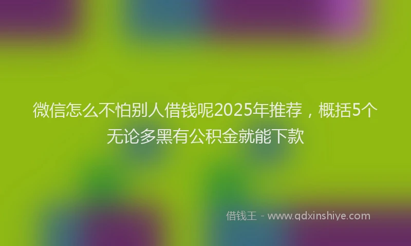 微信怎么不怕别人借钱呢2025年推荐，概括5个无论多黑有公积金就能下款