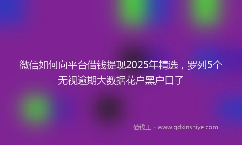微信如何向平台借钱提现2025年精选，罗列5个无视逾期大数据花户黑户口子