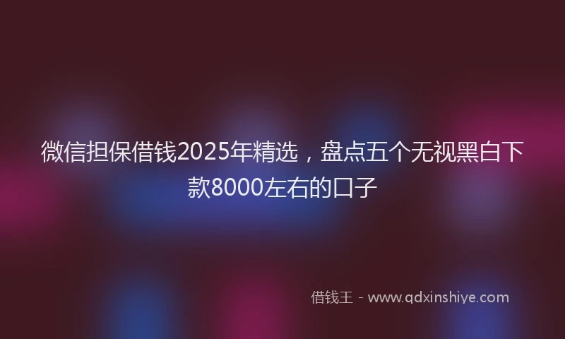微信担保借钱2025年精选，盘点五个无视黑白下款8000左右的口子