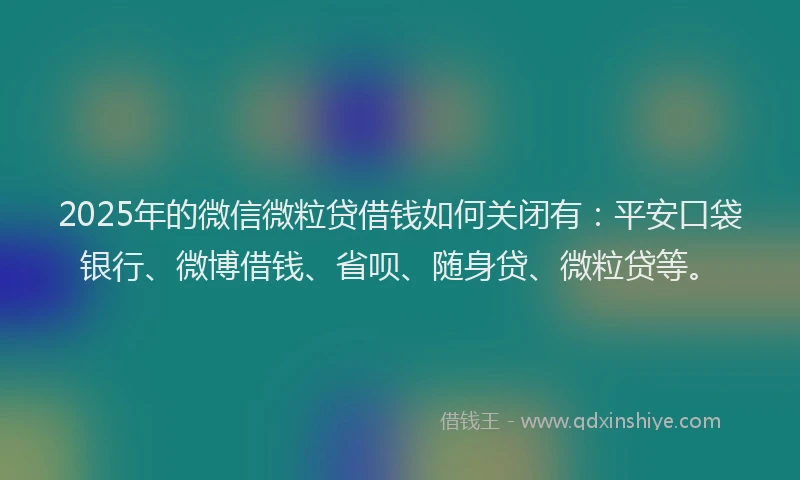 2025年的微信微粒贷借钱如何关闭有：平安口袋银行、微博借钱、省呗、随身贷、微粒贷等。