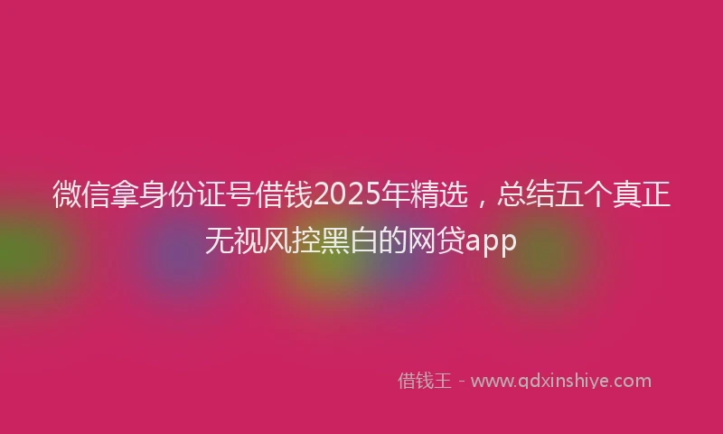 微信拿身份证号借钱2025年精选，总结五个真正无视风控黑白的网贷app