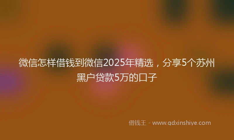 微信怎样借钱到微信2025年精选，分享5个苏州黑户贷款5万的口子