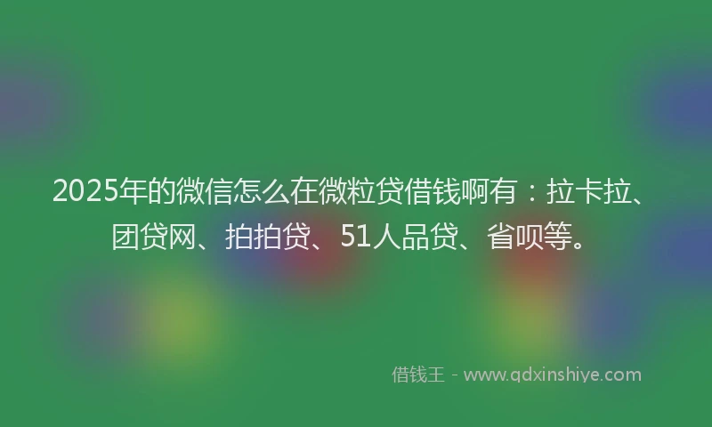2025年的微信怎么在微粒贷借钱啊有：拉卡拉、团贷网、拍拍贷、51人品贷、省呗等。