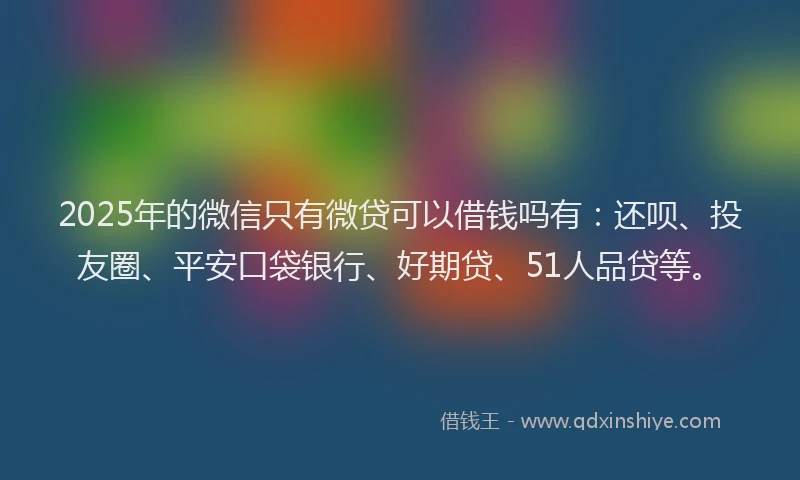 2025年的微信只有微贷可以借钱吗有：还呗、投友圈、平安口袋银行、好期贷、51人品贷等。