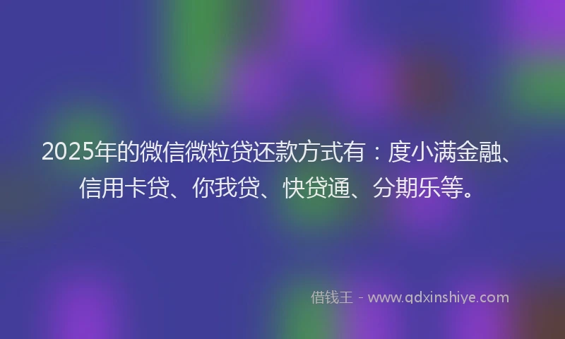 2025年的微信微粒贷还款方式有：度小满金融、信用卡贷、你我贷、快贷通、分期乐等。