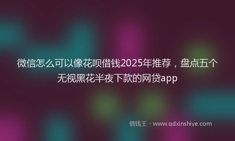 微信怎么可以像花呗借钱2025年推荐，盘点五个无视黑花半夜下款的网贷app