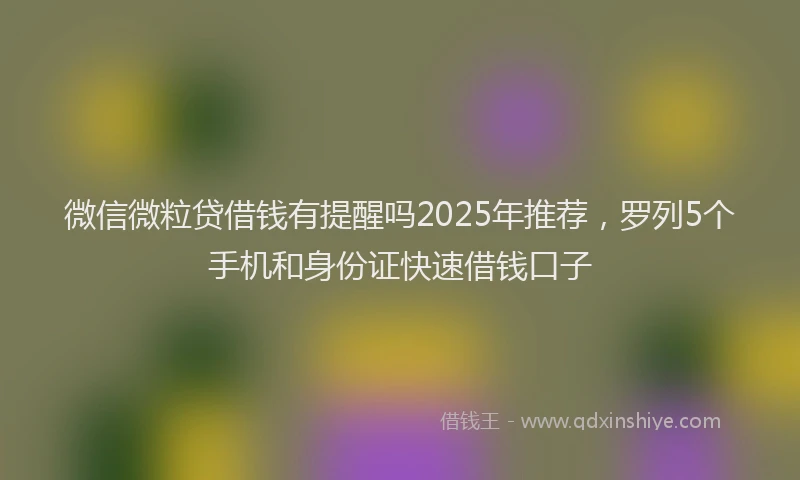 微信微粒贷借钱有提醒吗2025年推荐，罗列5个手机和身份证快速借钱口子