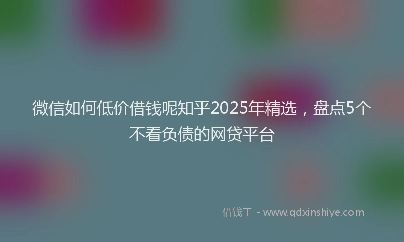 微信如何低价借钱呢知乎2025年精选，盘点5个不看负债的网贷平台