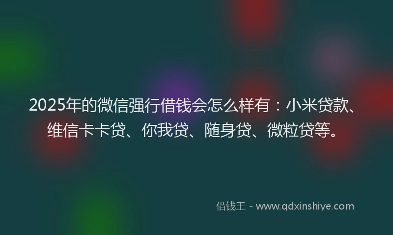 2025年的微信强行借钱会怎么样有：小米贷款、维信卡卡贷、你我贷、随身贷、微粒贷等。