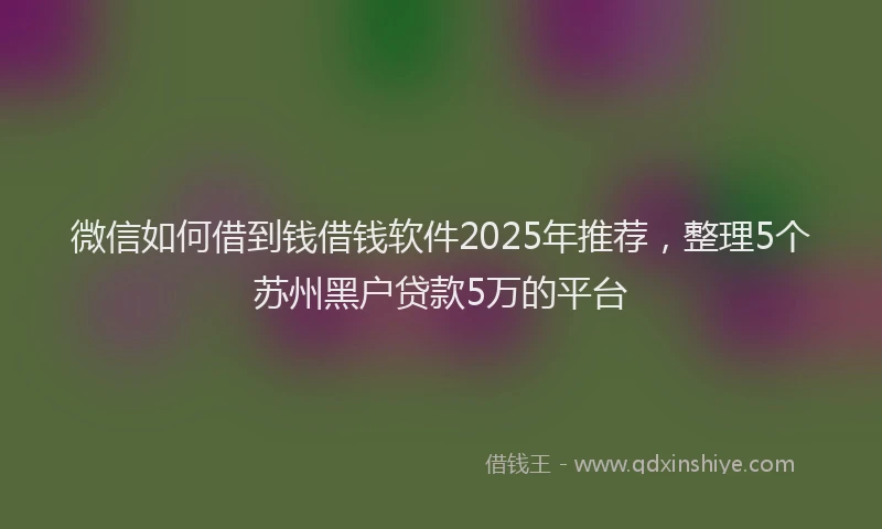 微信如何借到钱借钱软件2025年推荐，整理5个苏州黑户贷款5万的平台