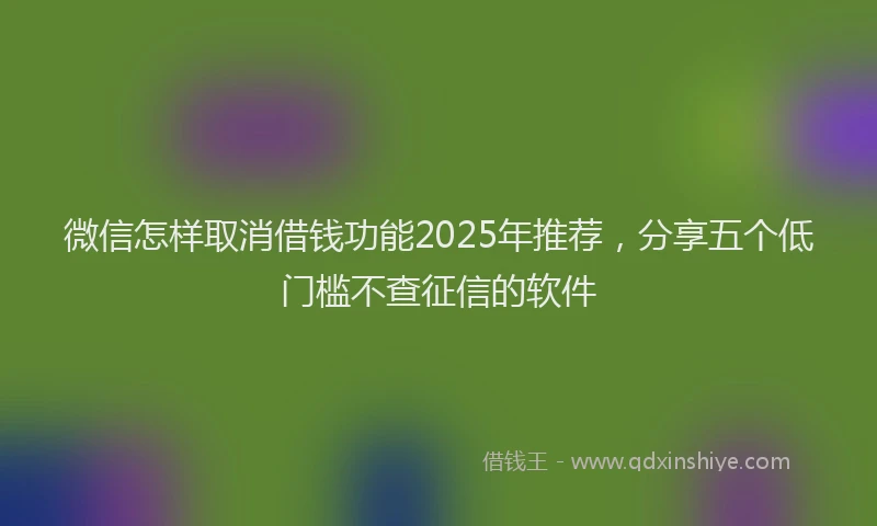 微信怎样取消借钱功能2025年推荐，分享五个低门槛不查征信的软件