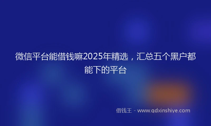 微信平台能借钱嘛2025年精选，汇总五个黑户都能下的平台