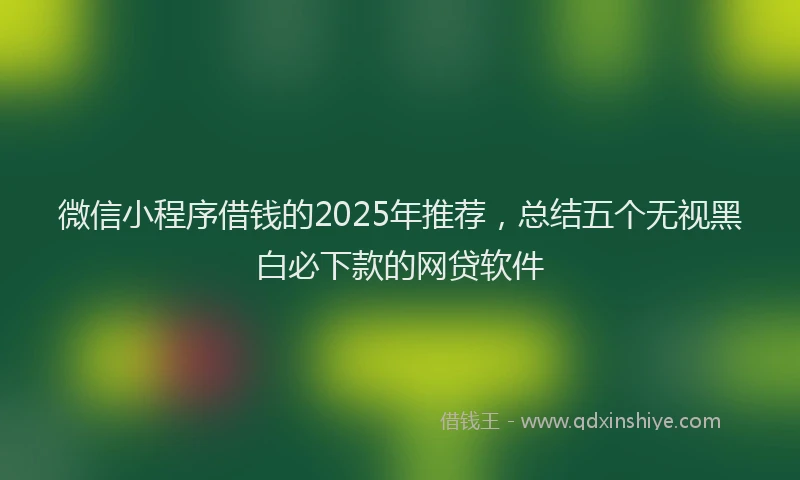 微信小程序借钱的2025年推荐，总结五个无视黑白必下款的网贷软件