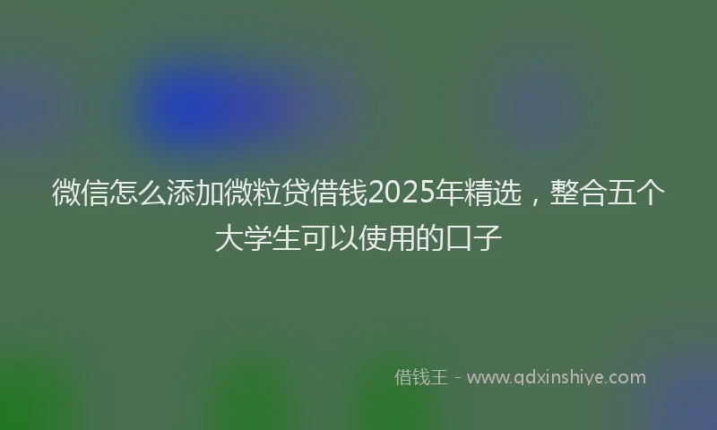 微信怎么添加微粒贷借钱2025年精选，整合五个大学生可以使用的口子