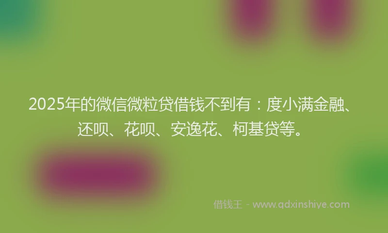 2025年的微信微粒贷借钱不到有：度小满金融、还呗、花呗、安逸花、柯基贷等。
