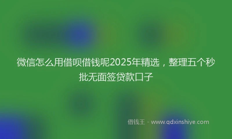微信怎么用借呗借钱呢2025年精选，整理五个秒批无面签贷款口子