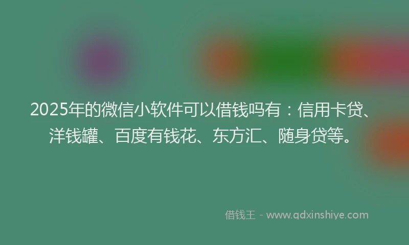 2025年的微信小软件可以借钱吗有：信用卡贷、洋钱罐、百度有钱花、东方汇、随身贷等。