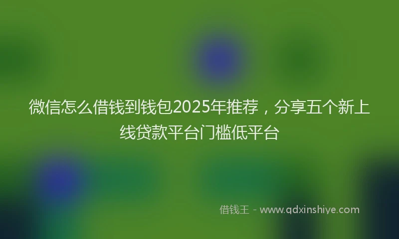 微信怎么借钱到钱包2025年推荐，分享五个新上线贷款平台门槛低平台