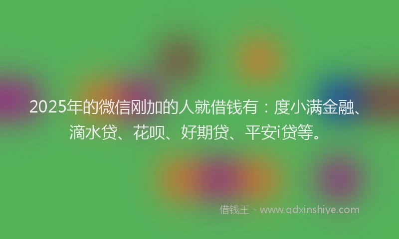 2025年的微信刚加的人就借钱有：度小满金融、滴水贷、花呗、好期贷、平安i贷等。