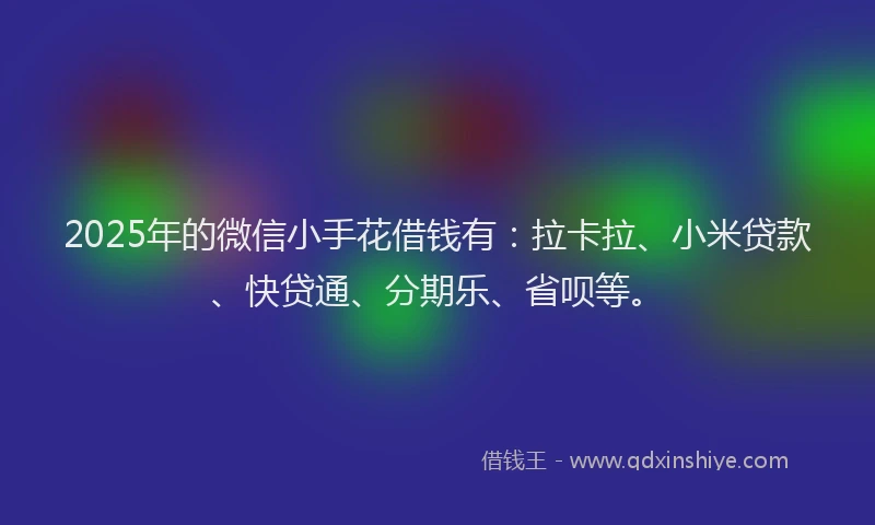 2025年的微信小手花借钱有：拉卡拉、小米贷款、快贷通、分期乐、省呗等。