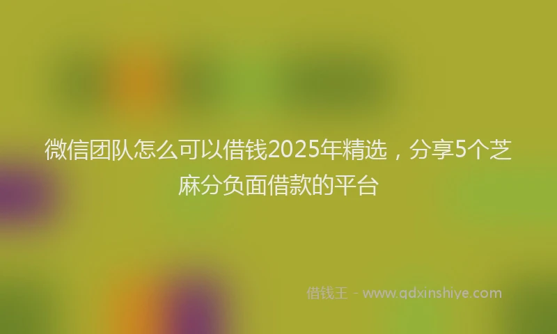 微信团队怎么可以借钱2025年精选，分享5个芝麻分负面借款的平台