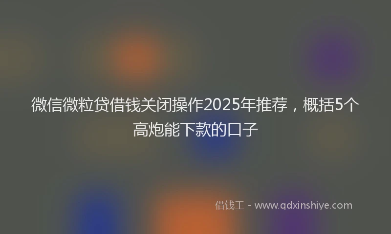 微信微粒贷借钱关闭操作2025年推荐，概括5个高炮能下款的口子