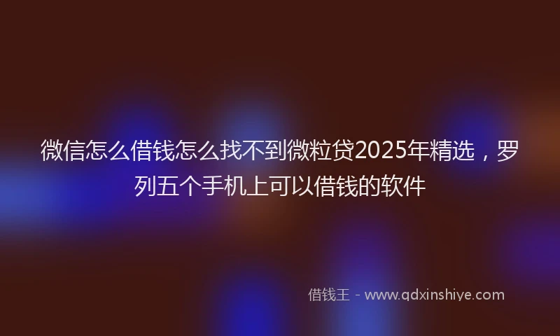 微信怎么借钱怎么找不到微粒贷2025年精选，罗列五个手机上可以借钱的软件