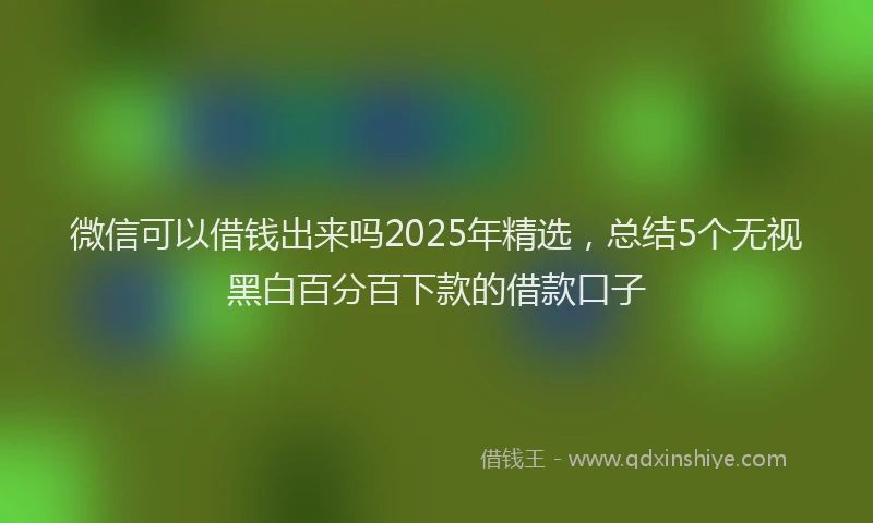 微信可以借钱出来吗2025年精选，总结5个无视黑白百分百下款的借款口子