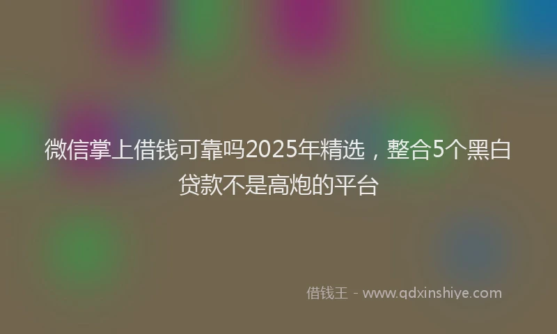 微信掌上借钱可靠吗2025年精选，整合5个黑白贷款不是高炮的平台