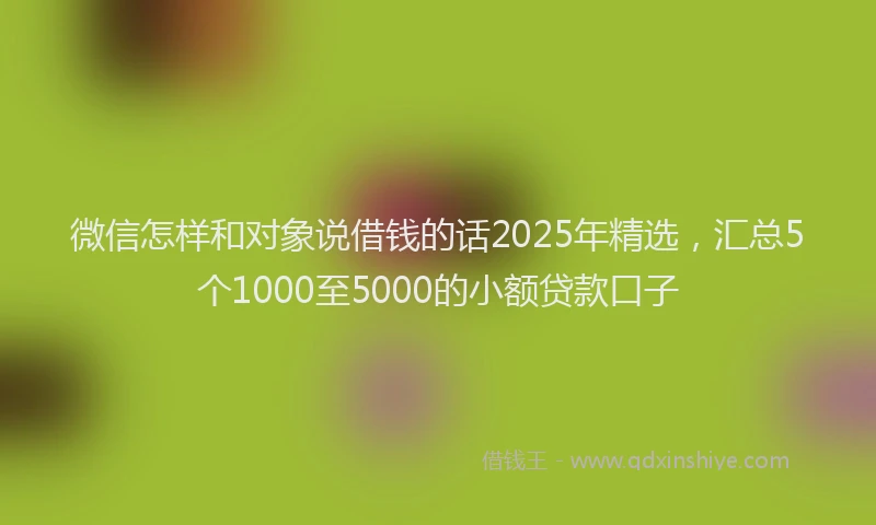 微信怎样和对象说借钱的话2025年精选，汇总5个1000至5000的小额贷款口子