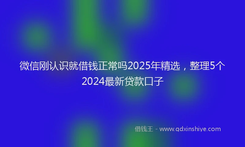 微信刚认识就借钱正常吗2025年精选，整理5个2024最新贷款口子